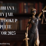 Columbiana County jail inmate lookup page showing search results and booking details.