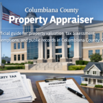 Columbiana County Property Appraiser courthouse with property tax assessment documents, house model, and official appraisal records in Ohio