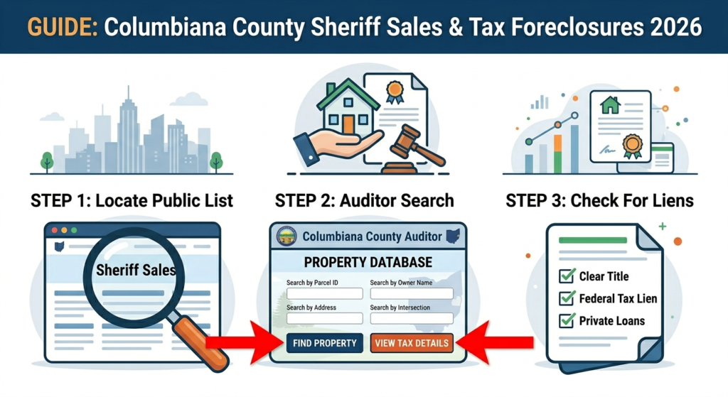 find Columbiana County Sheriff Sales and Tax Foreclosures including Auditor property search and lien checks.