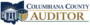 Official Columbiana County Auditor logo featuring Ohio outline, classical courthouse, and shield emblem, representing transparency and public service.